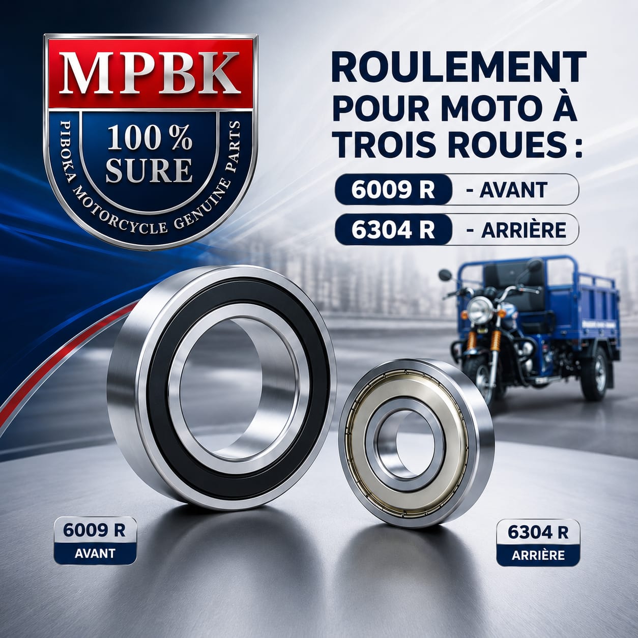 Roulements Avant et Arrière pour 3 roues